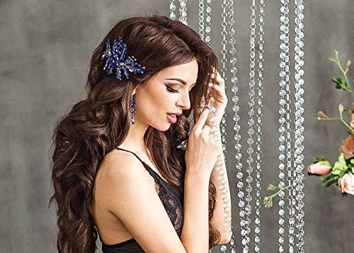 BERYUAN BERYUAN Women Royal Sapphire Opal Hair Comb Bridal Blue Crystal Flower Wedding Hair Accessory Gift for Her Party Headpiece for Bride Bridesmaid Girls(Blue)