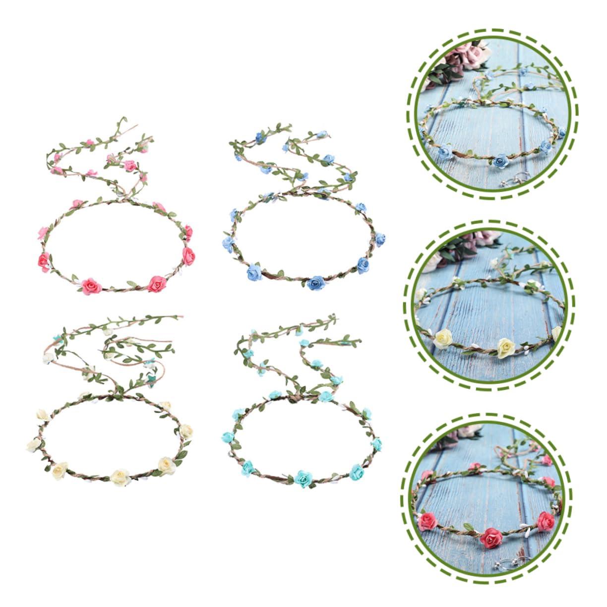 Beavorty Beavorty 8 Pcs Rose Flower Headband Headbands for Women Flower Crown for Girls Flower Girl Headpiece Flower Girl Crown Flower Crowns for Women Flower Wreath Headband