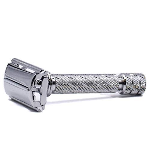 Parker Safety Razor Parker 87R Chrome Standard Length Handle Butterfly Open Double Edge Safety Razor for Men, 5 Parker Double Edge Razor Blades Included