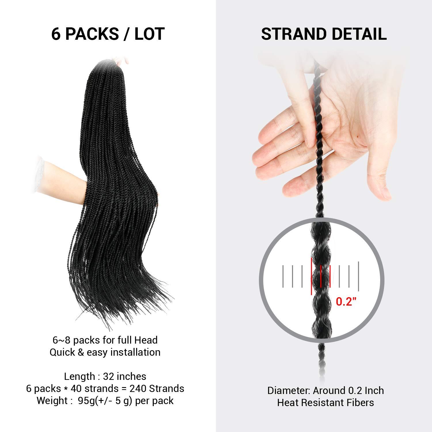 AU-THEN-TIC AU-THEN-TIC Senegalese Twist Crochet Braids Hair 32 Inch 8 Packs Small Mambo Twist 40 Strands/Pack Crochet Hair Pre-Stretched Pre-Looped Braiding Hair Extensions (32 Inch (8 Packs), 1B-Off Black)