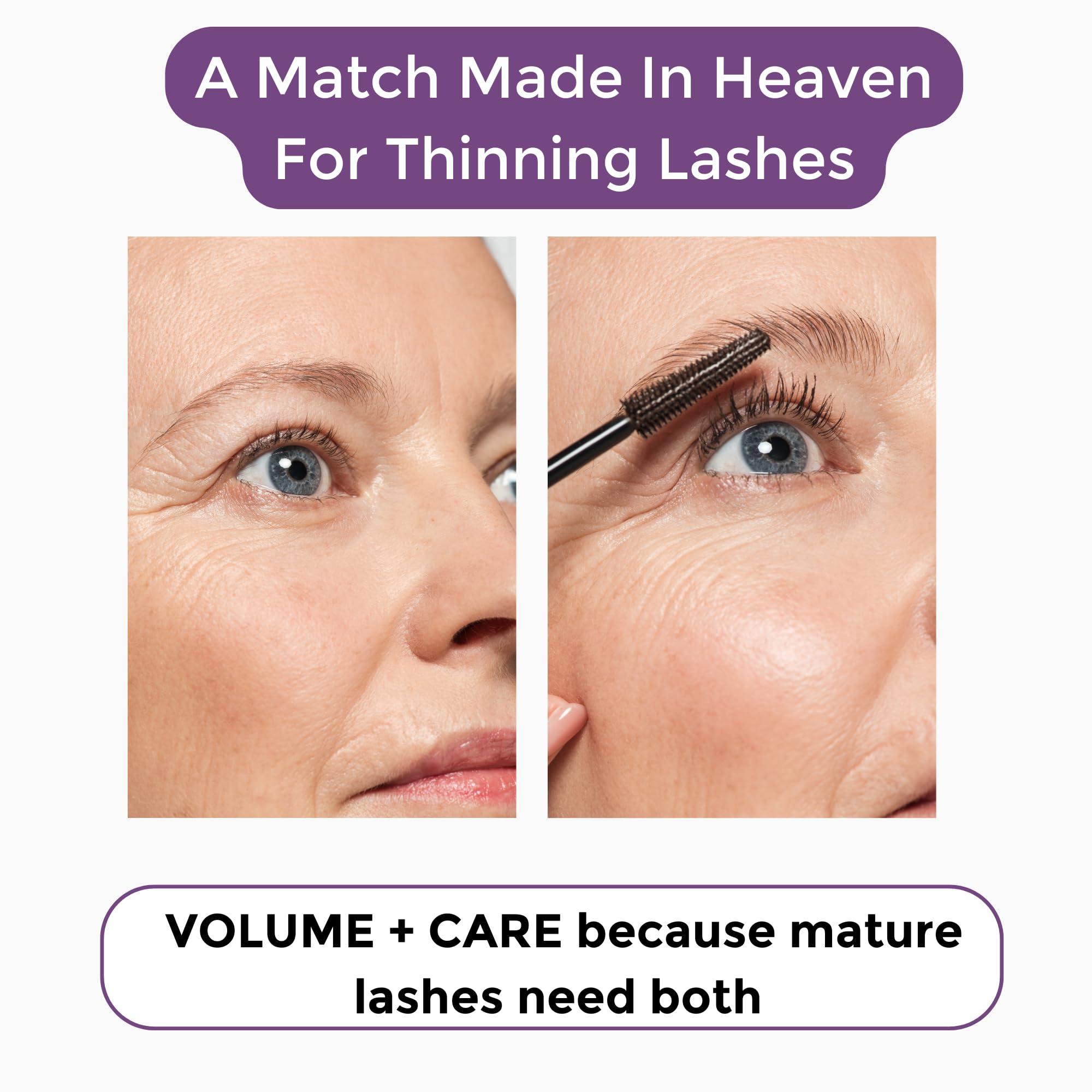 Rumi Cosmetiques Rumi Cosmetiques VolumeCare+ Mascara For Older Women - Extreme Length and Volume 2-in-1 Formula - No Clumps, Long-Wearing, Hypoallergenic Mascara For Sensitive Eyes (Natural Black)