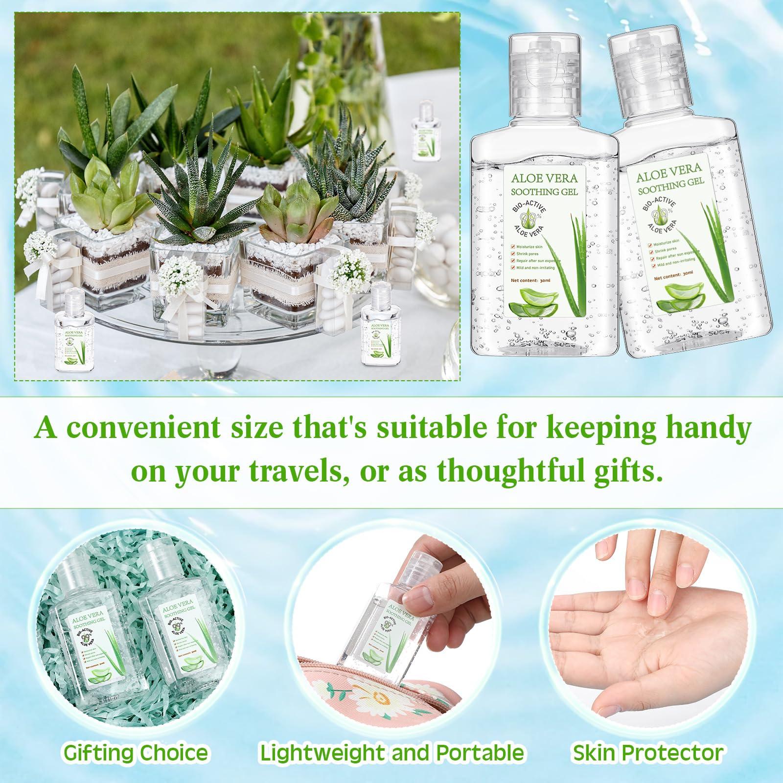 Dansib Dansib 12 Pcs Mini Aloe Vera Gel Bulk for Summer Wedding Party 1oz Soothing Moisture Aloe Gel Bulk Travel Size for Thank You Gifts Summer Beach Wedding Party (Aloe Vera)