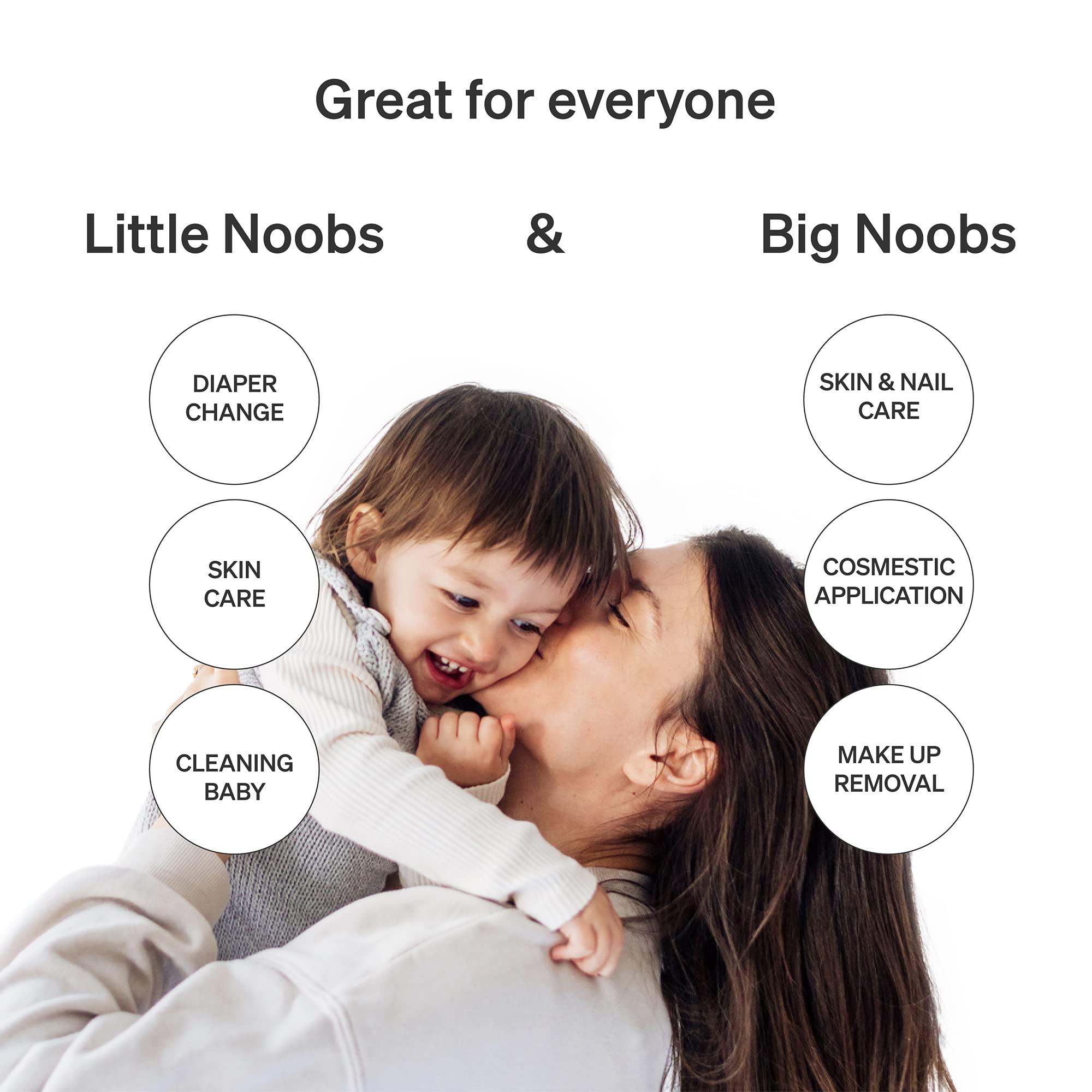 Love Noobs Baby Cotton Pads for Diaper Change by LoveNoobs, 360 Count, Ultra Soft 100% Organic Extra Large Cotton Pads for Baby Sensitive Skin, Lint-Free Premium Jumbo Size Cotton Pads, 100% Cotton Squares