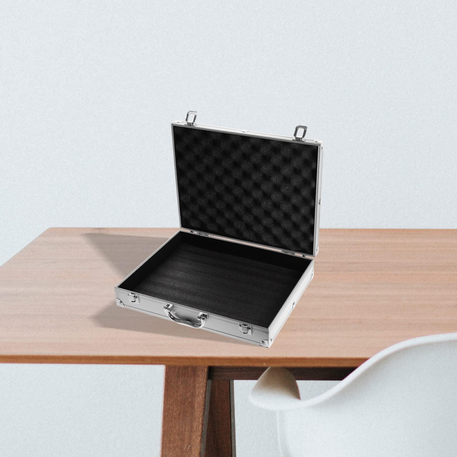 Angoily Angoily Tool Box Briefcase Aluminum Aluminum Carrying Case Tool Box Tattoo Kit Box Storage Case Organize with Clasp for Tattoo Equipment Cosmetic Makeup Tools Silver