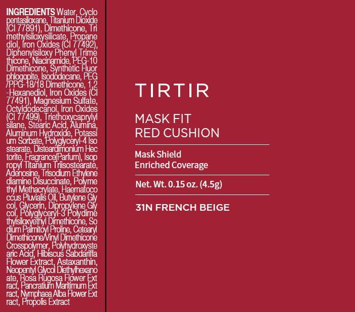 TIRTIR TIRTIR Mask Fit Red Cushion Foundation | Full coverage, Weighless, Skin fit, Satin Glow Finish, Korean cushion foundation (#31N French Beige, 0.63 Fl Oz (Pack of 1))