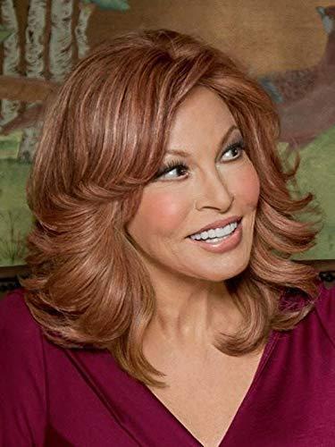 Raquel Welch & Maxwigs Simmer Wig Color RL14/22SS SHADED WHEAT - Raquel Welch Wigs 11.5" Mid-Length Lob Bob Tapered Ends Unstructured Waves Tru2Life Heat Friendly Synthetic Lace Top Bundle Comb, MaxWigs Hairloss Booklet