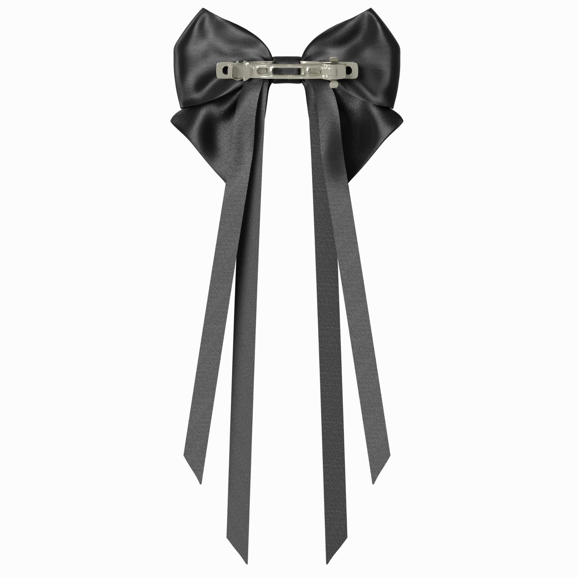 VIADALINNO Black Hair Bow Clip Ribbons Gothic Emo Alt for Teens Woman Girl Halloween