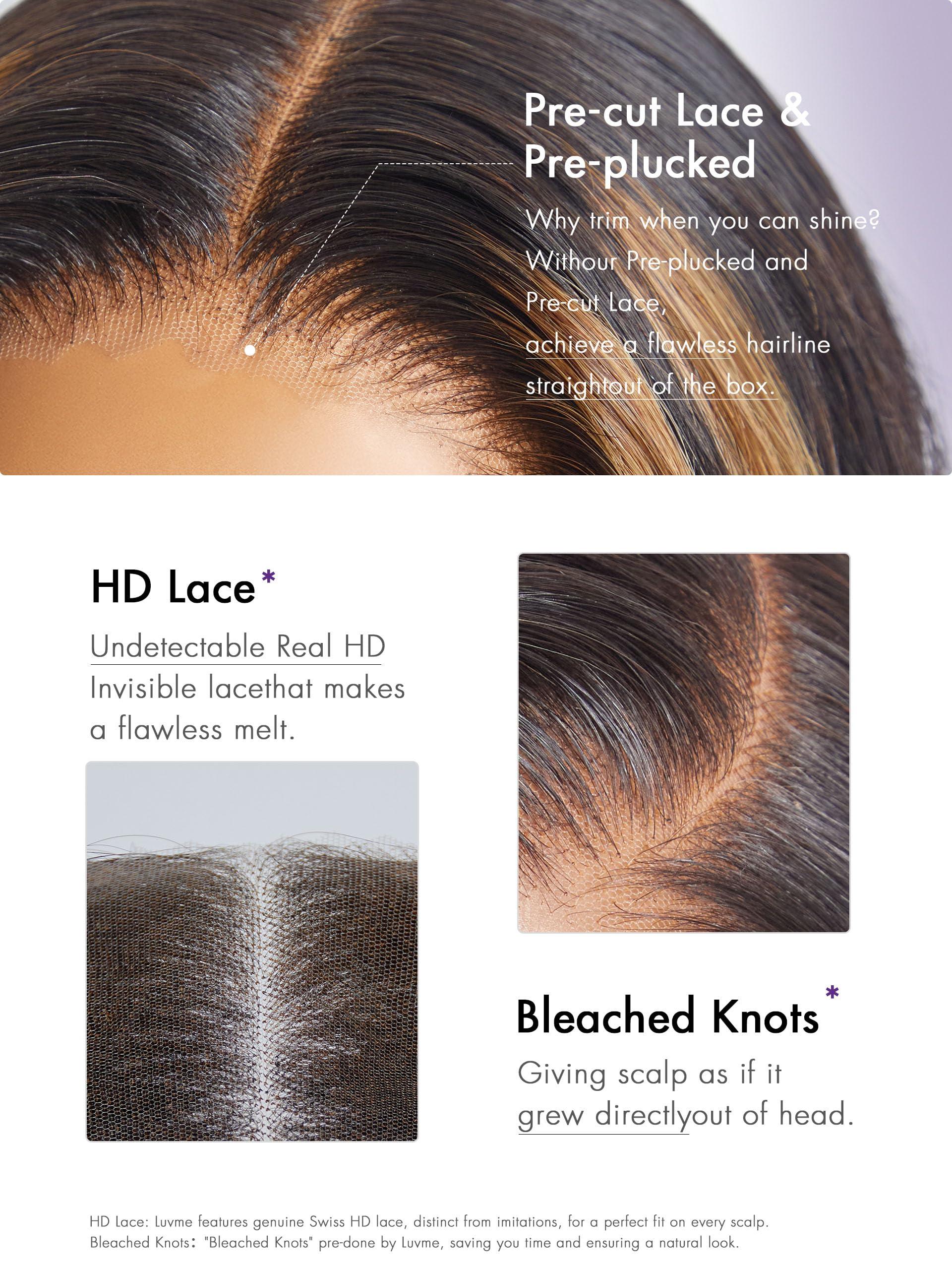 LUVME HAIR LUVME HAIR 16 Inch Black with Blonde Highlights Loose Body Wave Human Hair Wig, Precut Glueless 5x5 HD Lace Closure Wigs Pre Plucked For Women 180 Density