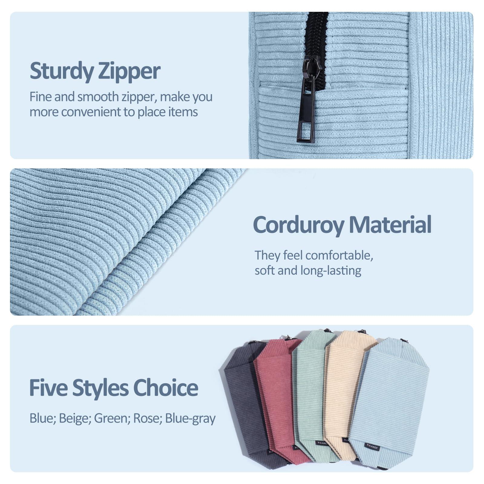 MAANGE MAANGE Cosmetic Bags for Women Small Makeup Bag for Purse Corduroy Makeup Pouch Travel Makeup Bag with Metal Zipper Make Up Bag for Travelling(BLUE)