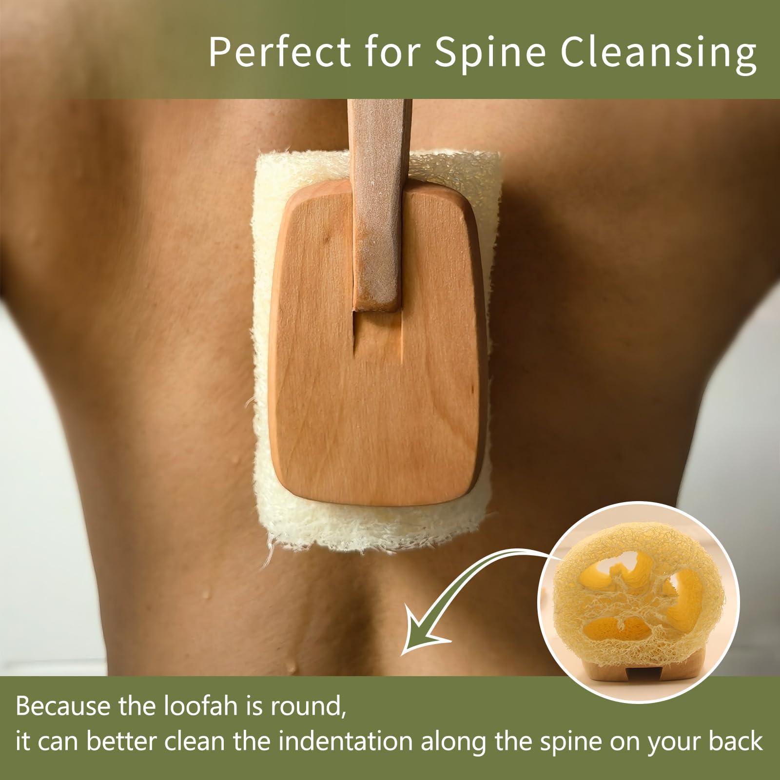 YOTDHUO Natural Loofah with Handle,Back Scrubber for Shower Exfoliating Luffa On a Stick (1Pack)