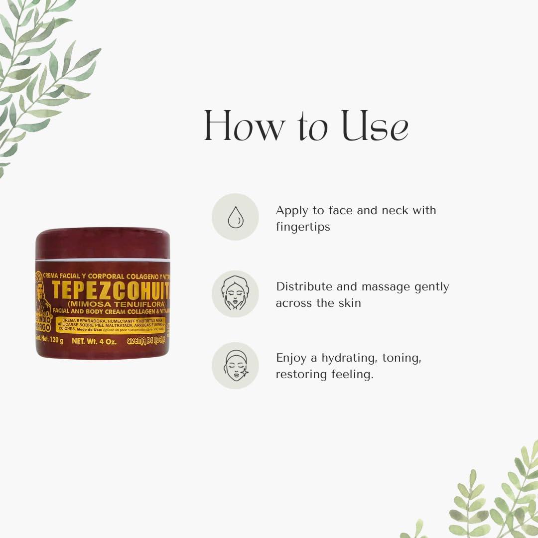 Del Indio Papago Del Indio Papago Tepezcohuite Night Cream - Tepezcohuite Cream from Mexico - Reduces Wrinkles, Renews Skin, Grease Free - JUMBO SIZE 4 Oz