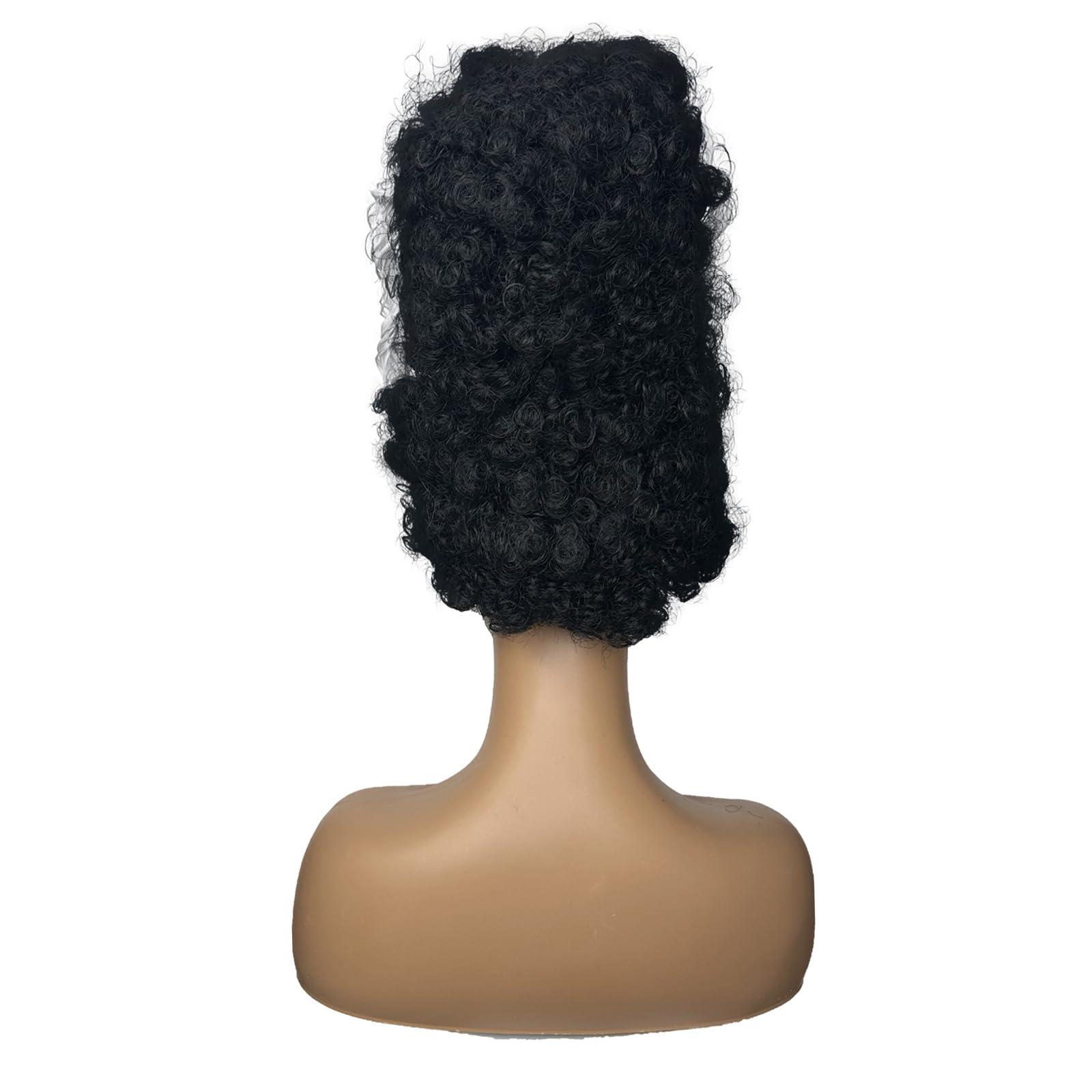 Luvfamday Luvfamday Long Black Curly Wig with White Streaks Goth Bride Wig Top Hat Two Tone Wig Halloween Cosplay Costume Wigs Women Men