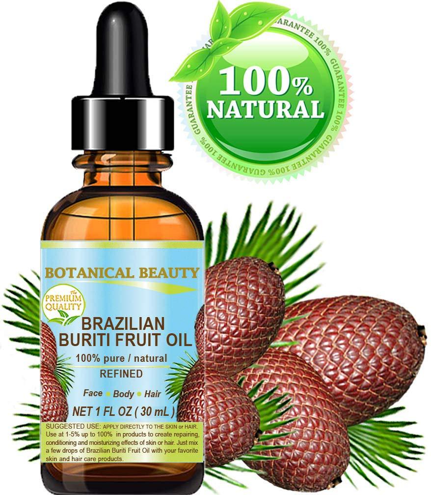 Botanical Beauty Brazilian BURITI FRUIT OIL Pure Natural Virgin Refined Cold Pressed Carrier Oil Undiluted 1 fl.oz- 30 ml for Face, Body, Hair, Lip and Nails by Botanical Beauty