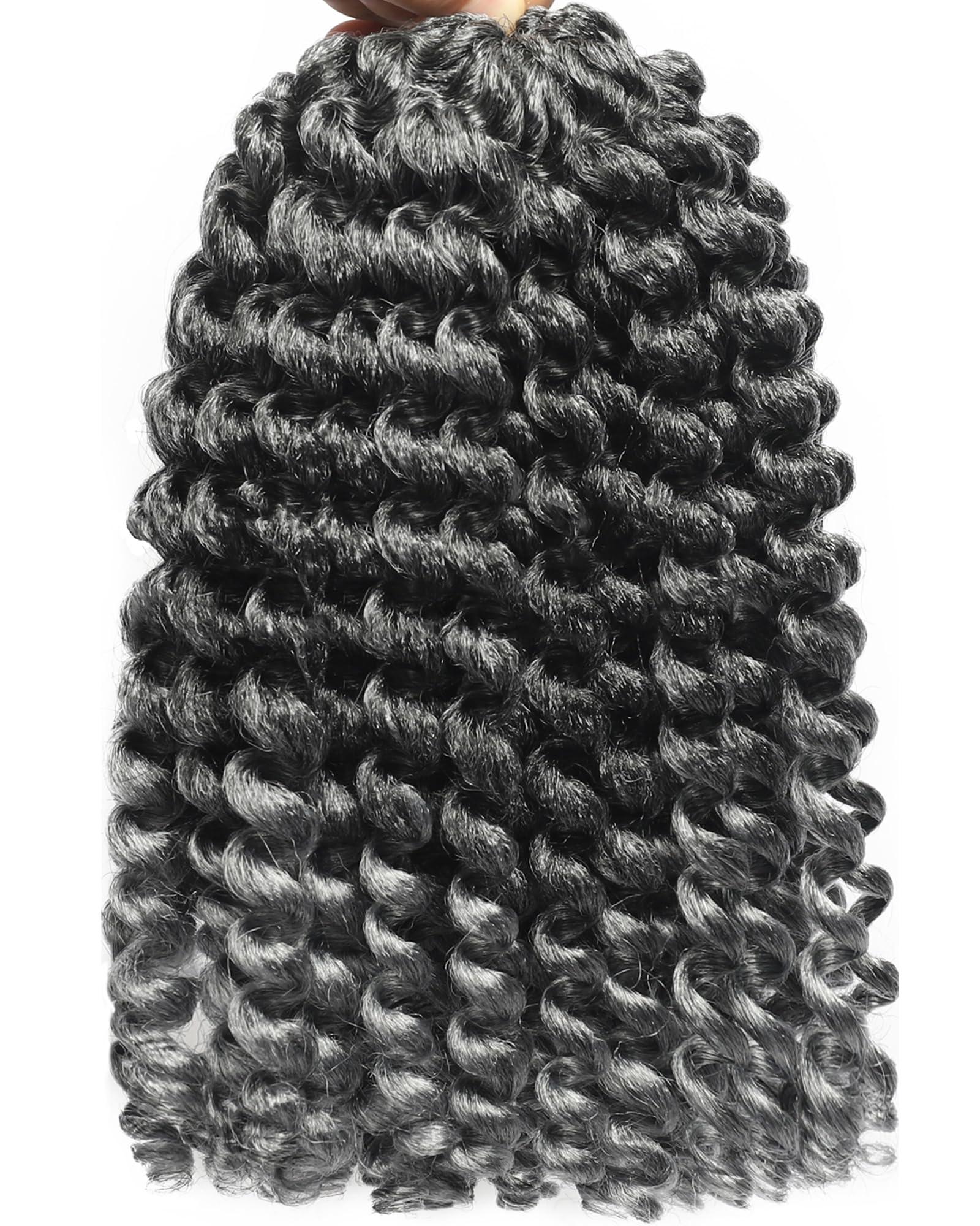 Svolna 3Packs 2X Ringlet Wand Curl 12 Inch Jamaican Bounce Crochet Hair Synthetic Crochet Braids Hair Extensions Crochet Braiding Hair 20 Roots (12Inch (Pack of 3), TGrey)