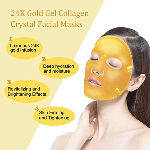 NIYET NIYET 24K Gold Gel Collagen Crystal Facial Masks (6 Pack), Anti-Aging, Puffiness, Wrinkle Reduction, Moisturizing, Deep Tissue Rejuvenation, and Skin Hydration