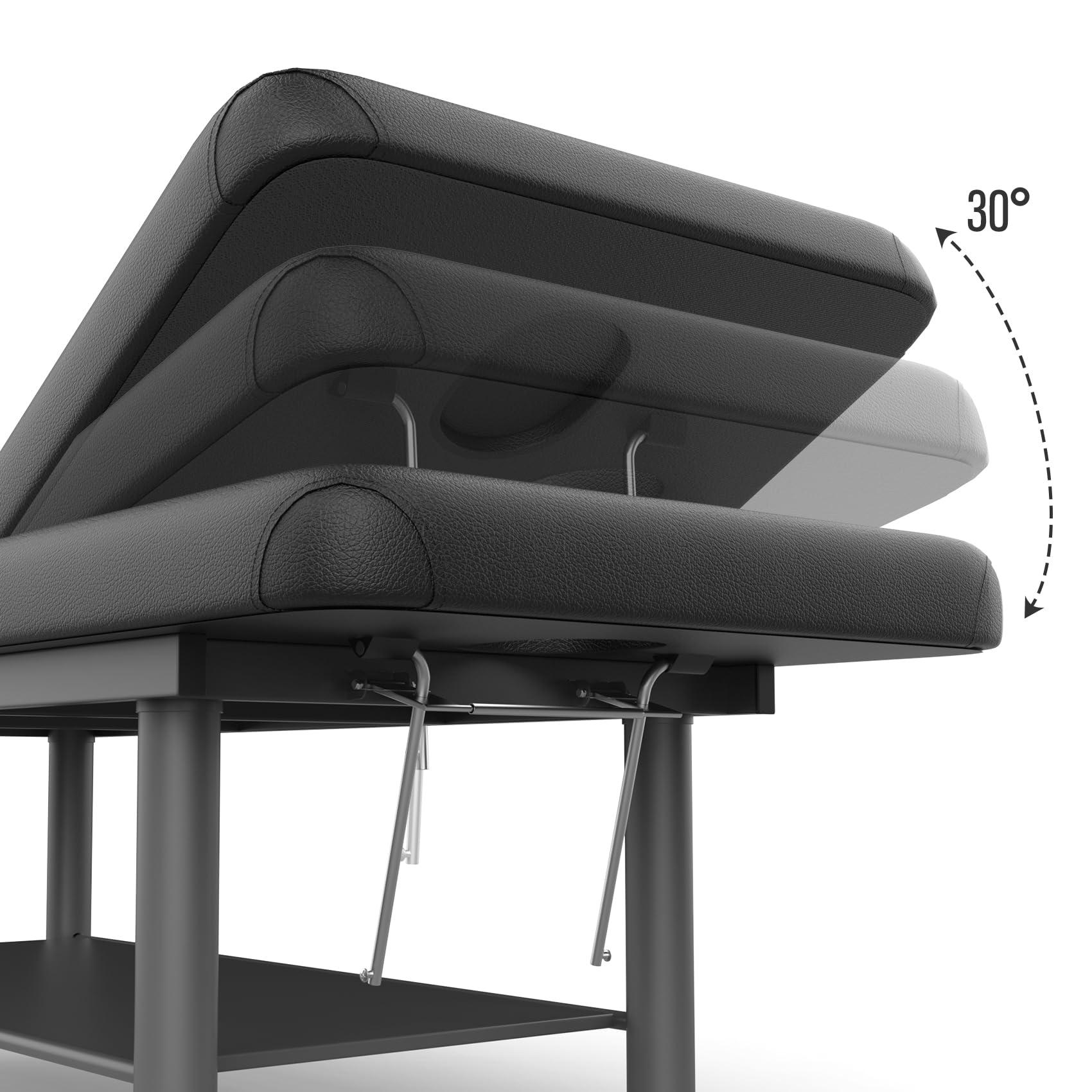 pouseayar pouseayar Heavy Duty Professional Stationary Massage Bed Wide Stationary Massage Table with Backrest for Treatment Table Physical Therapy Table Facial Bed, Metal Frame PU Leather
