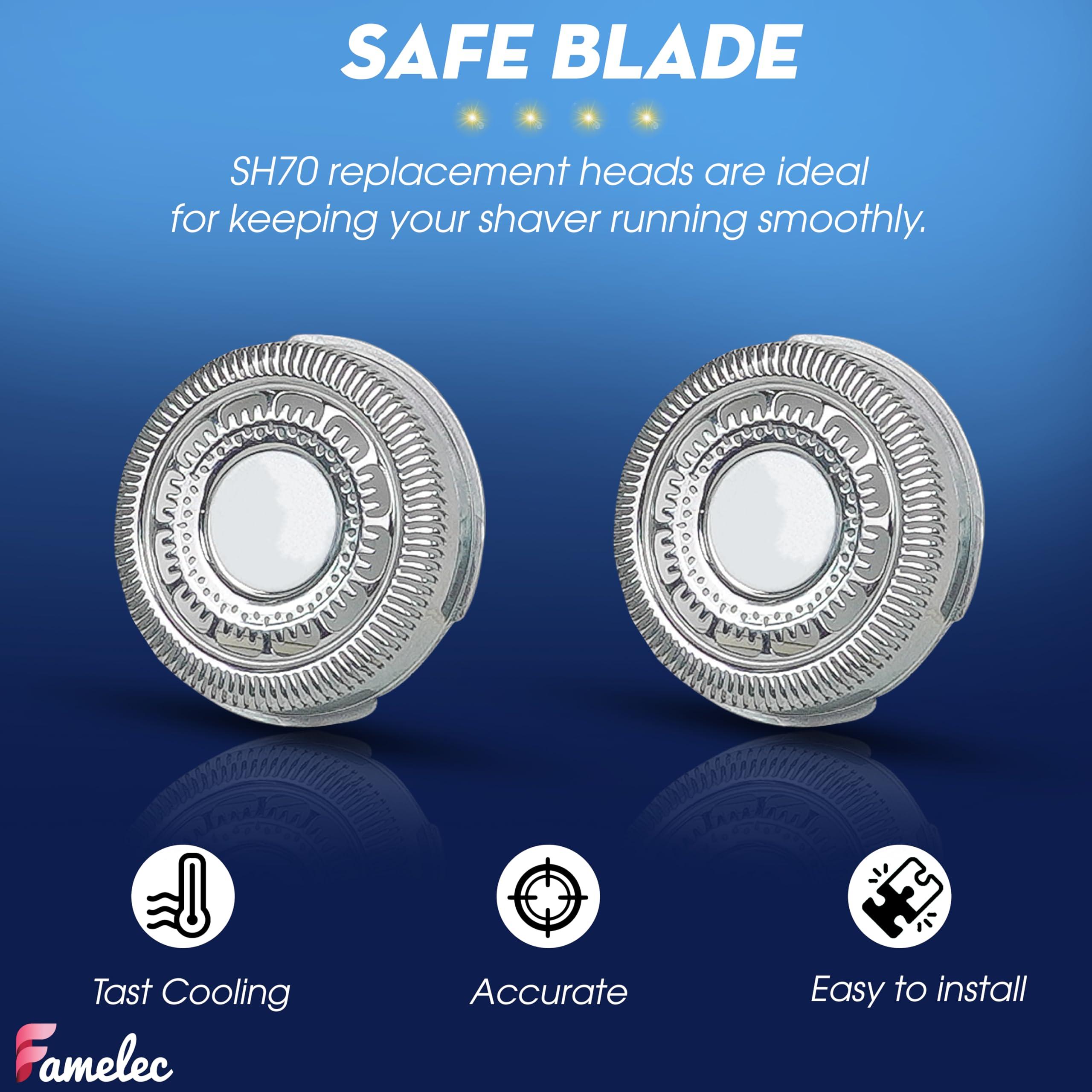FAMELEC SH70/SH71 Replacement Heads for Philips Norelco Shaver Series 7000, Compatible with Philips Norelco 7000 Replacement Heads, New Upgraded Blades for Norelco Replacement Heads Series 5000 Angular