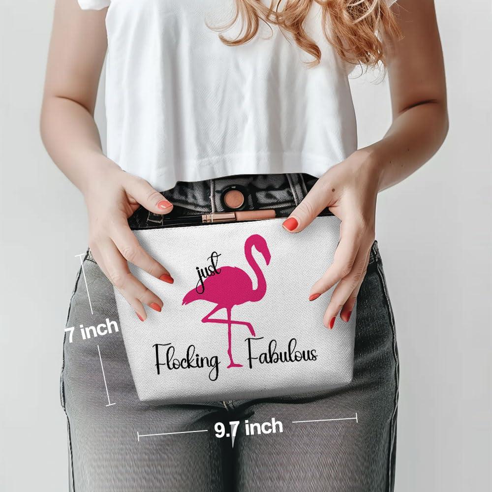 Henhesaha Flamingo Gifts, Pink Flamingo Makeup Bag, Flamingo Decor Stuff Summer Vacation Cosmetic Bag for Women Flamingo Lovers Best Friend Girls Birthday Christmas Graduation Friendship Travel Toiletry Bag