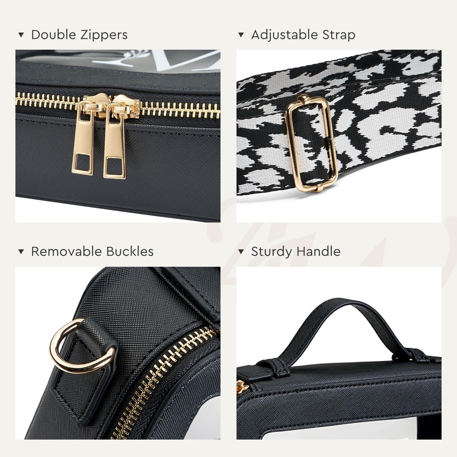 AW BRIDAL AW BRIDAL Initial Makeup Bags Monogram Makeup Bag Clear Toiletry Travel Bag with Shoulder Strap Small Clear Cosmetic Bag Women Clear Makeup Bag with Zipper, Letter M