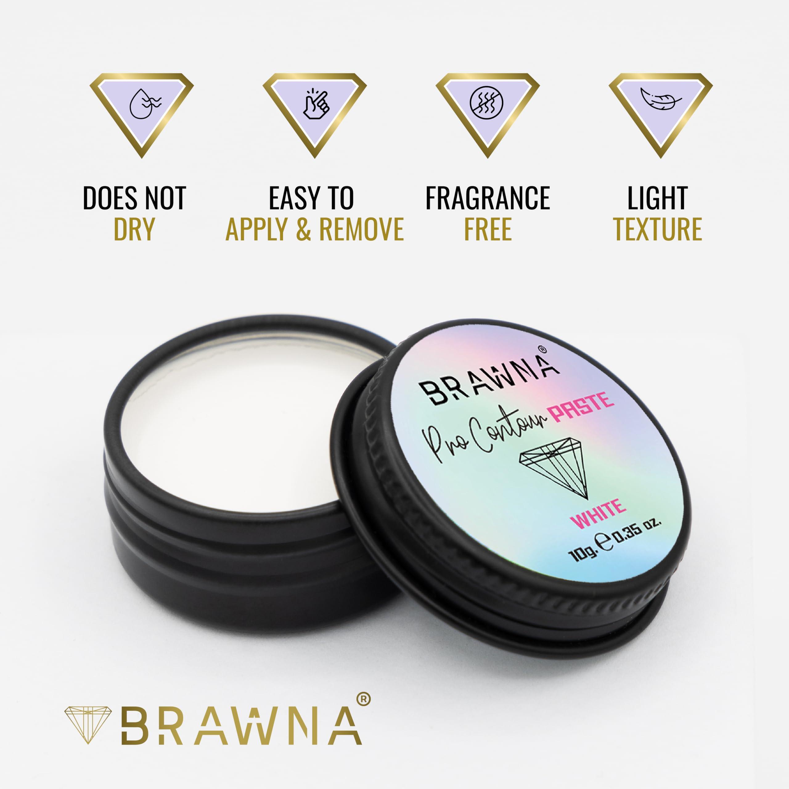 BRAWNA Brawna Pro Contour White Mapping Paste for Brow and Lip Measuring - White Concealer for PMU, Eyebrow Henna, Lamination, Tint