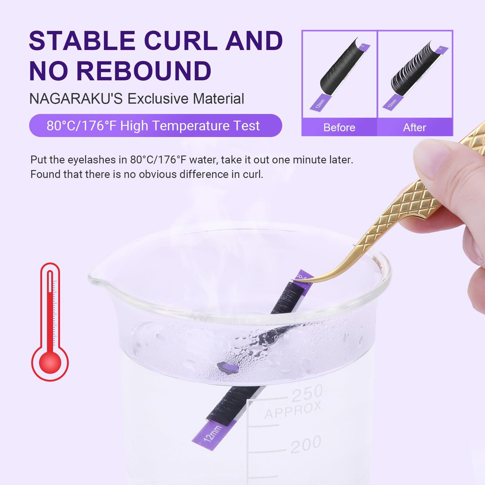 NAGARAKU NAGARAKU Eyelash Extensions Individual Lashes 0.03mm C curl 9mm 16 Rows Soft Natural Matte Black Professional Mega Volume Beauty Salon Supplies