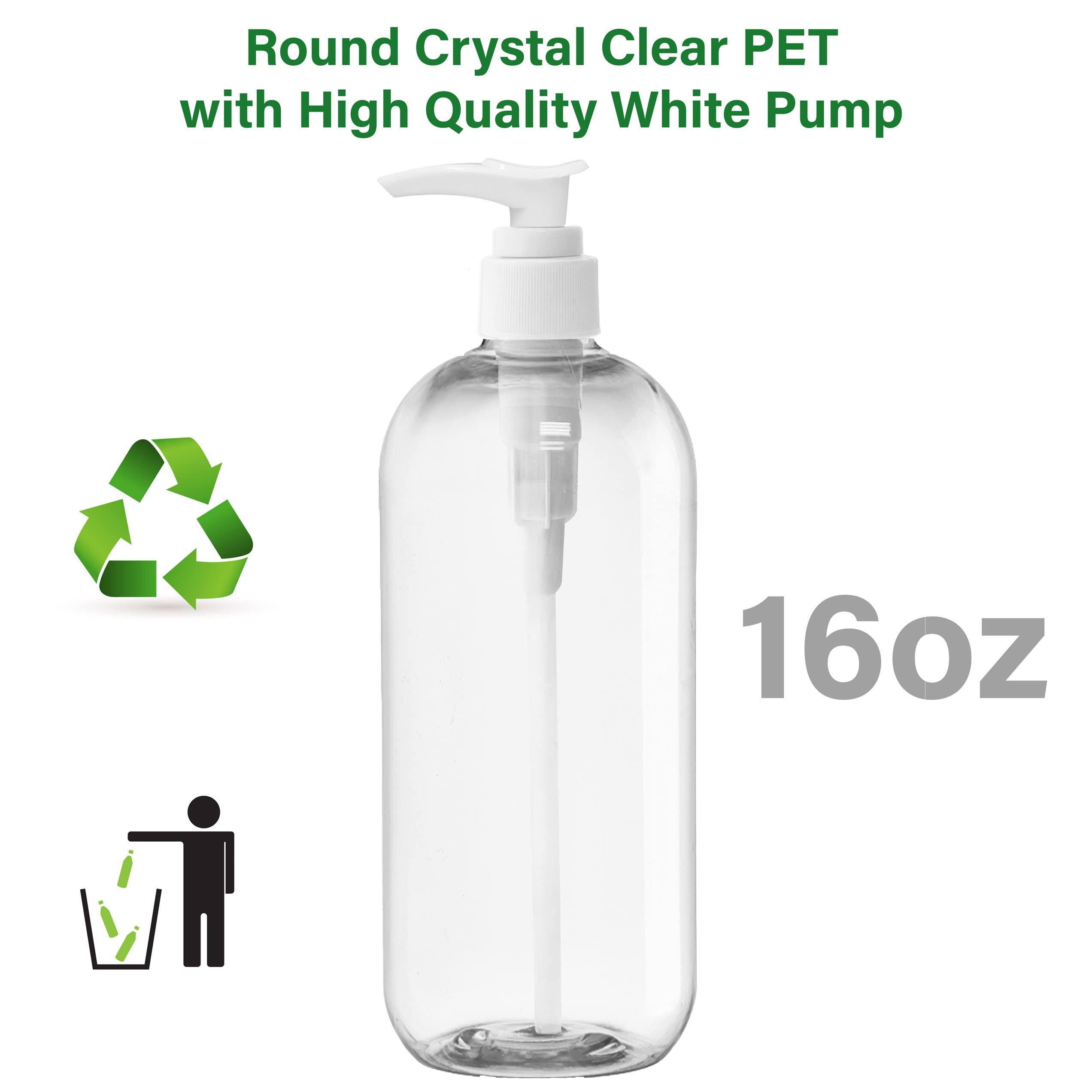 KOALA KOALA Clear Empty Refillable Bottles with Leakproof BPA Free Container Fits for Lotion, Shampoo, Conditioner, Cream, Travel Size Hand Sanitizer Refills (16oz, 8oz & 2oz, Pack of 12)