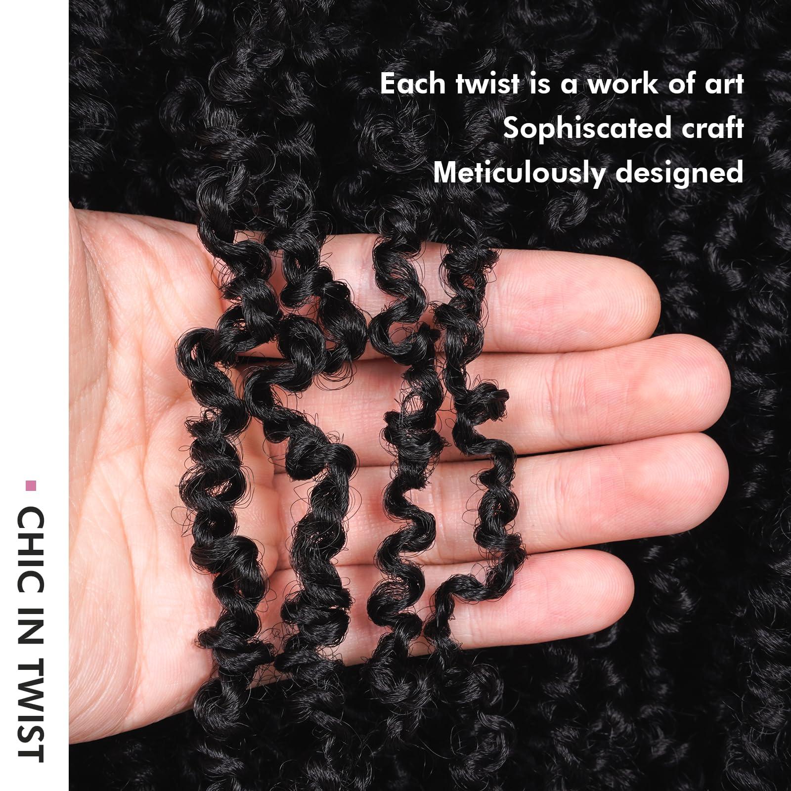 ToyoTress Toyotress Yanky Twist Crochet Hair - 12 Inch 2 Packs (30 Strands/Pcs) Fluffy Spring Mini Twist Short Bob Passion Twist, Natural Black Pre-Looped Crochet Braids Braiding Hair (12 Inch, 1B-2P)