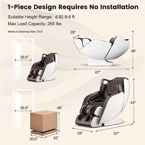 Giantex Giantex Full Body Massage Chair, Zero Gravity Massaging Chair with SL Track, Airbags, Foot Rollers, Shoulder Detection, Heating, Bluetooth, 12 Modes, Voice Control, Assembly-Free, Free Indoor Delivery