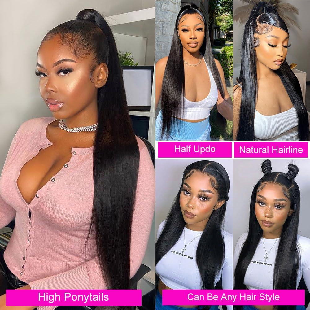 Ossilee Ossilee 24 Inch 200% Density 360 Lace Front Wigs Human Hair Wigs for Black Women Straight 360 Full Lace Frontal Wigs Human Hair HD Lace Front Wigs Human Hair Pre Plucked Pre Bleached