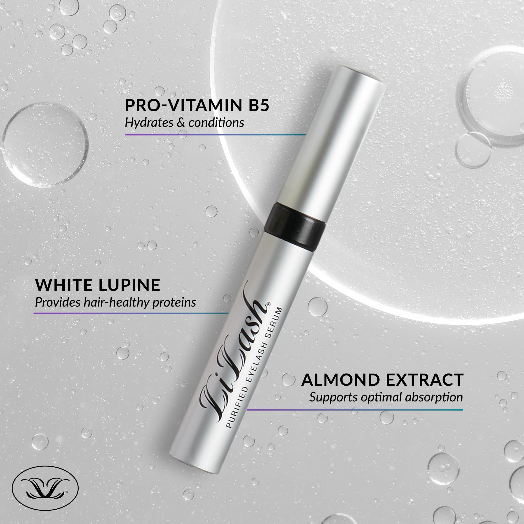 LiLash LiLash Purified Eyelash Physician-Formulated Serum for Fuller & Longer Looking Eyelashes | Natural Eyelash Enhancer Safe for Sensitive Eyes & Contact Lens Wearers | 90-Day Supply (2mL)