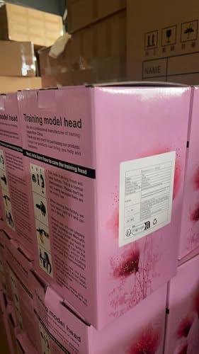 Pykisfp Mannequin Head with 60% Real Hair, Hairdresser Practice Training Head Cosmetology Manikin Doll Head with 9 Tools and Desktop Stand, Air Cushion Comb,Makeup On (Brown)