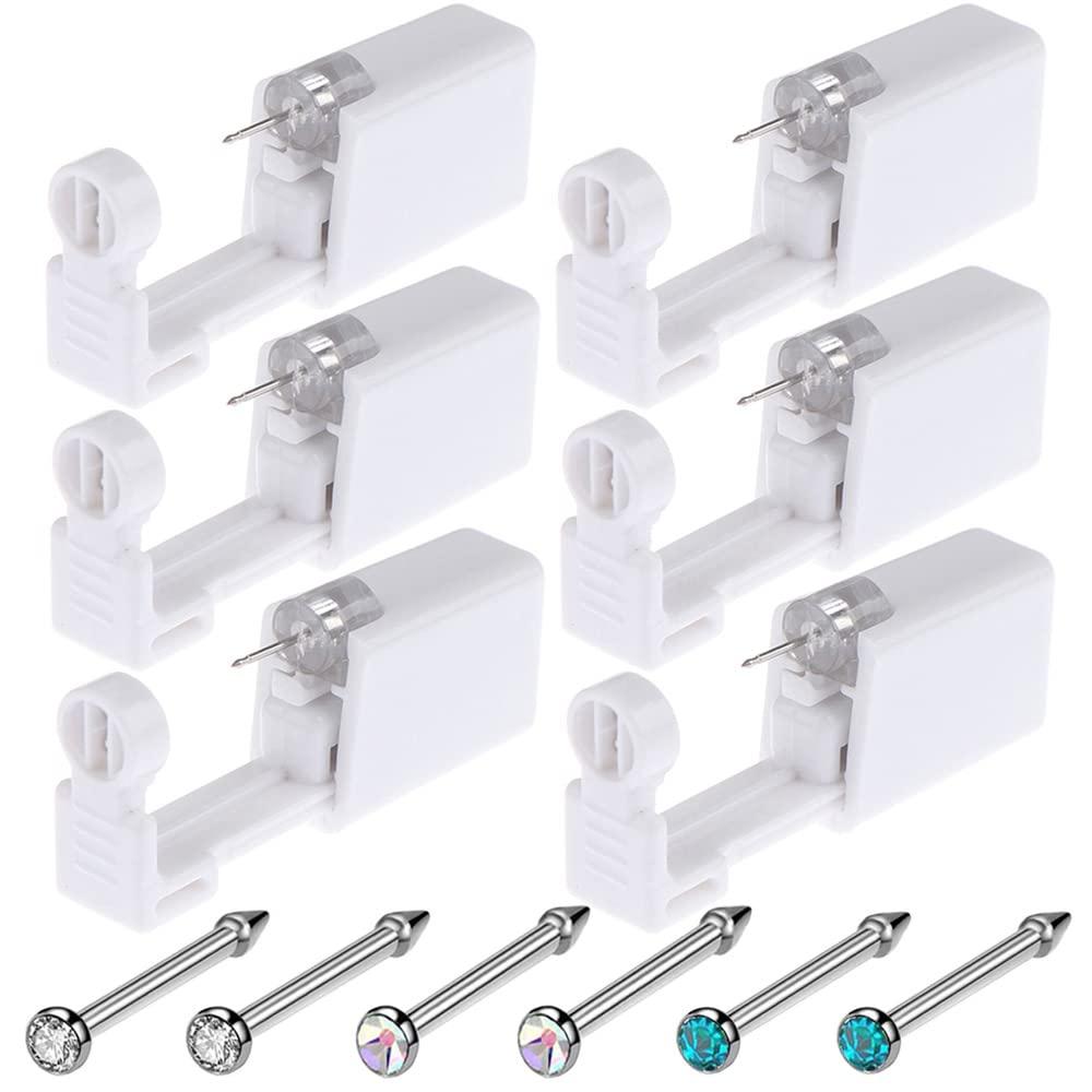prgislew prgislew Nose Piercing Gun Self Nose Piercing Kit Unit Safety Disposable Nose Piercing Gun with Nose Stud Piercing Kit Tool for Cartilage Piercing Gun Piercing Jewelry(6pcs)