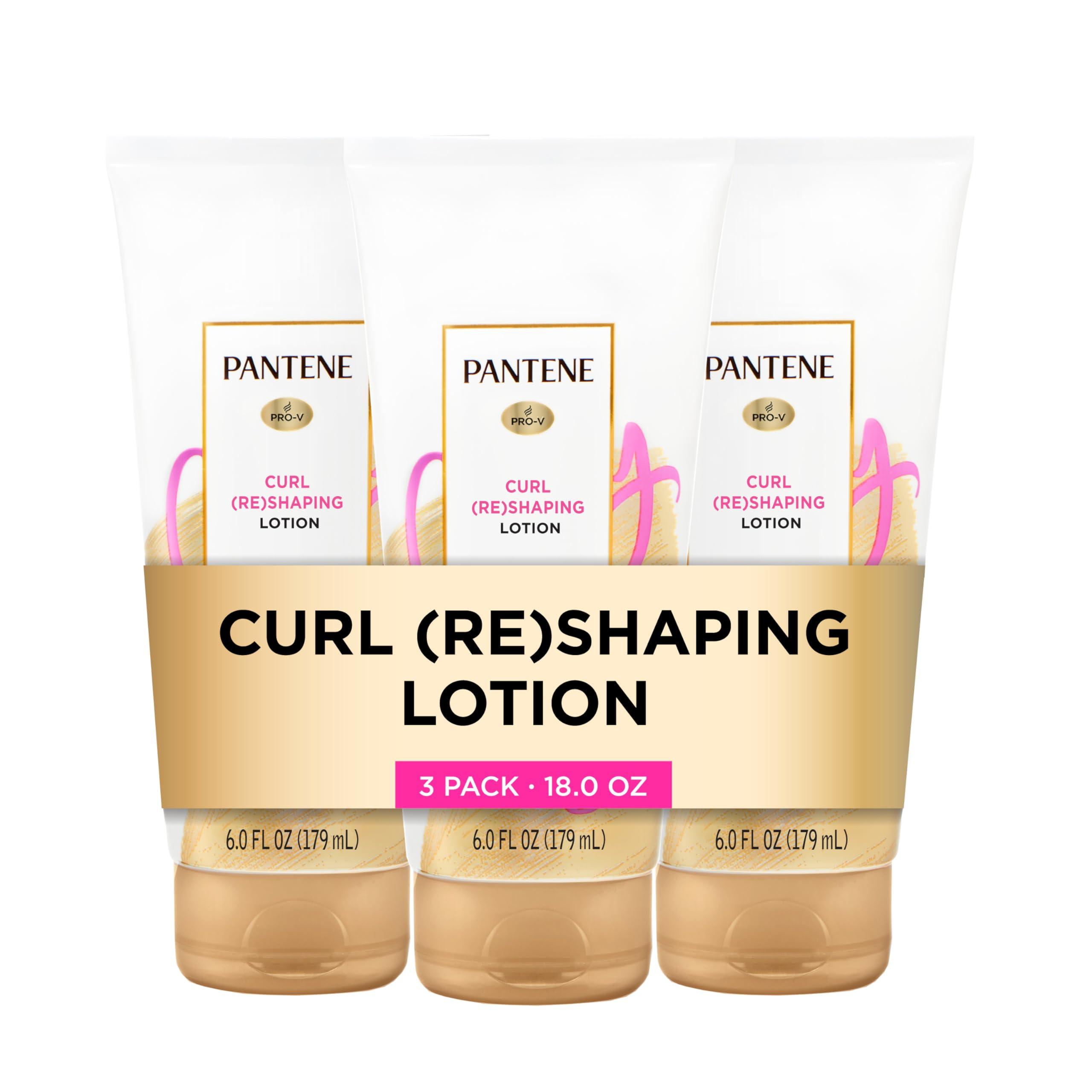 Pantene Pantene Pro-V Curl Cream Hair Lotion, Moisturizing Curl Defining Cream, Anti Frizz for Wavy or Curly Hair, with Vitamin B5, Pack of 3, 18 oz Total