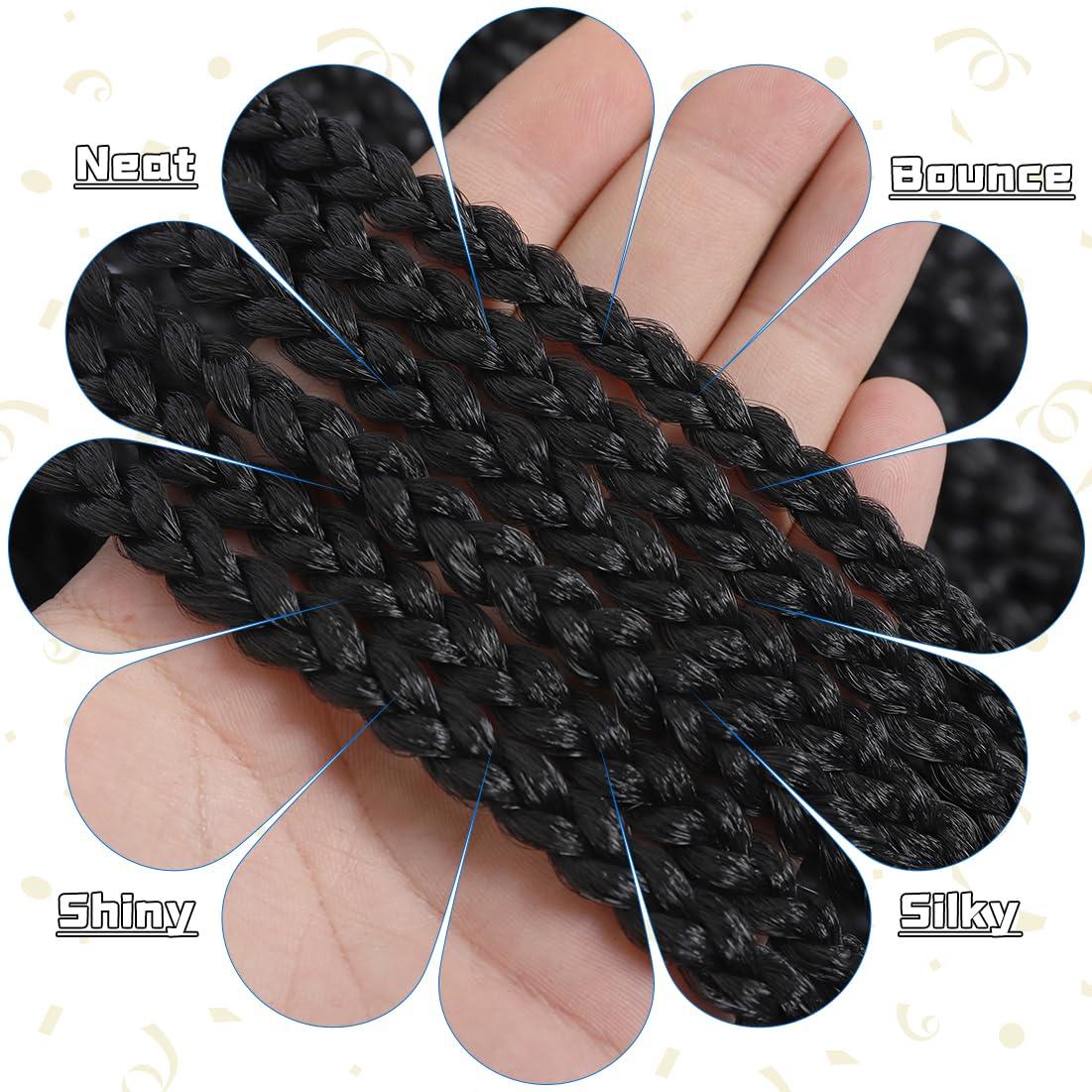 DDvation 24 Inch Crochet Box Braids Hair with Curly Ends Pre looped Goddess Box Braids Crochet Hair Box Braids Braiding Hair Crochet Braids Hair for Women(24 inch,1B)