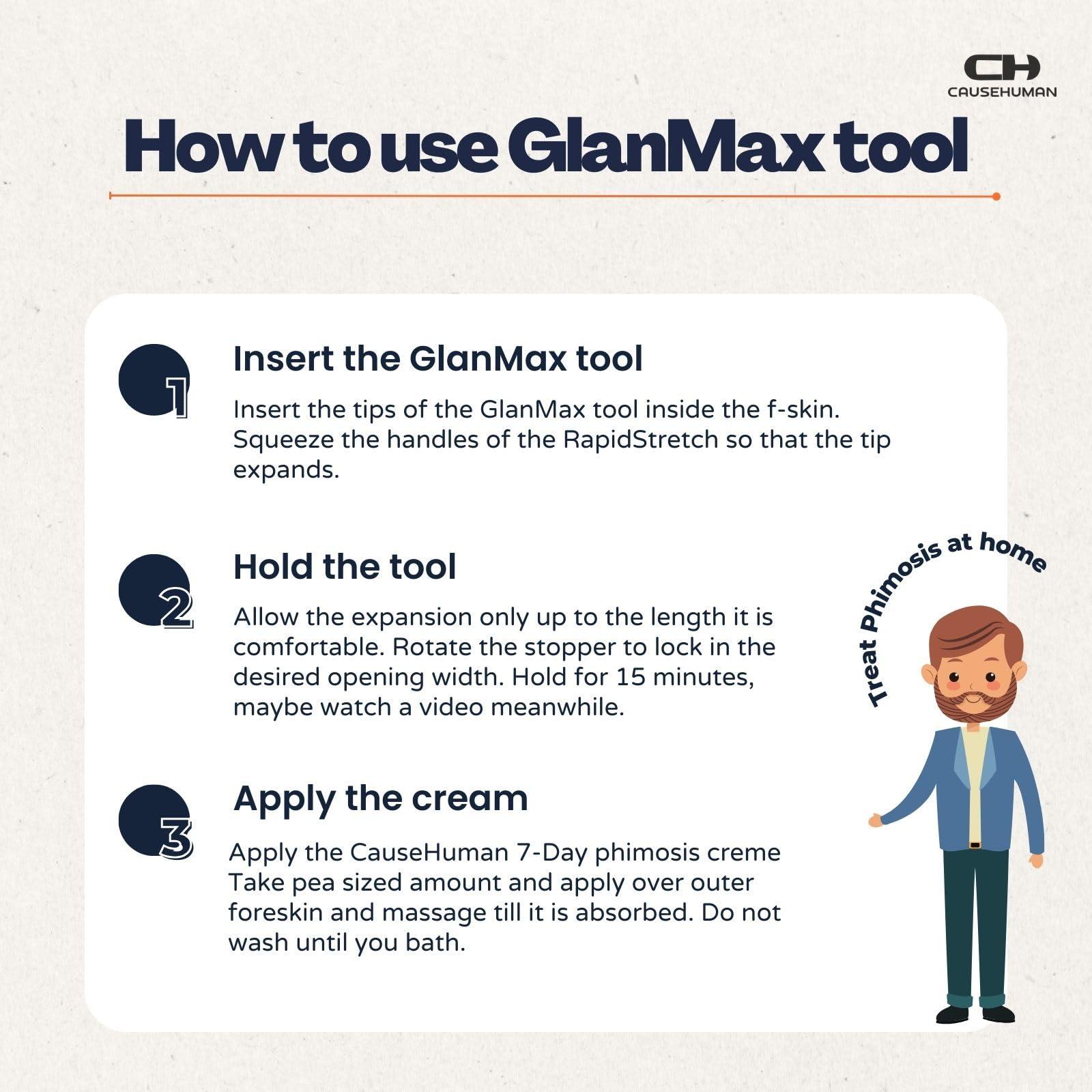 Cause Human GlanMax tool for phimosis | Phimosis Stretching tool | Opens upto 24mm | Safe & very quick results