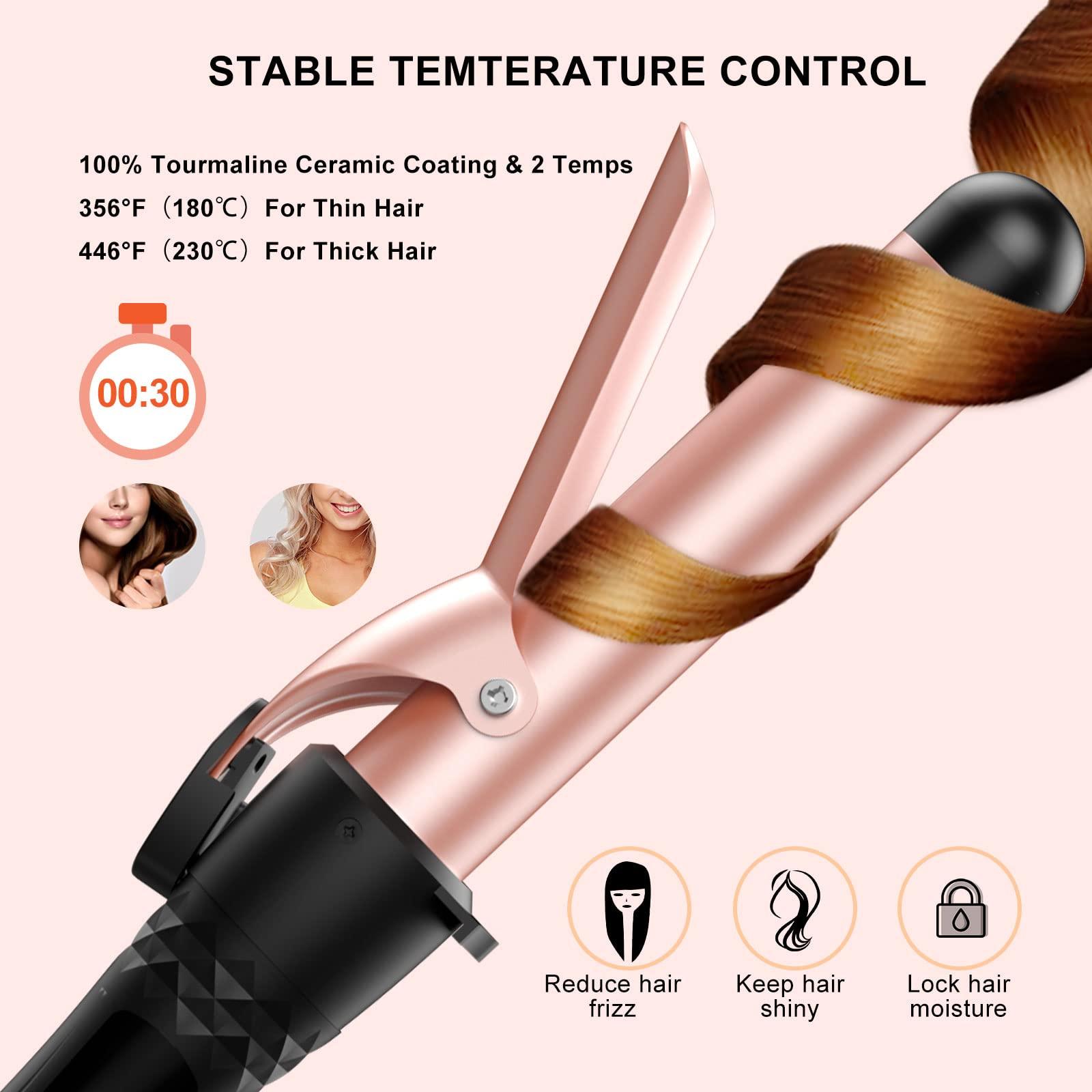MAX-T Curling Iron Set 5 in 1,MAXT Curling Wand Set Interchangeable Triple Barrel Curling Iron and Curling Brush Ceramic Barrel Wand Curling Iron(0.35-1.25)