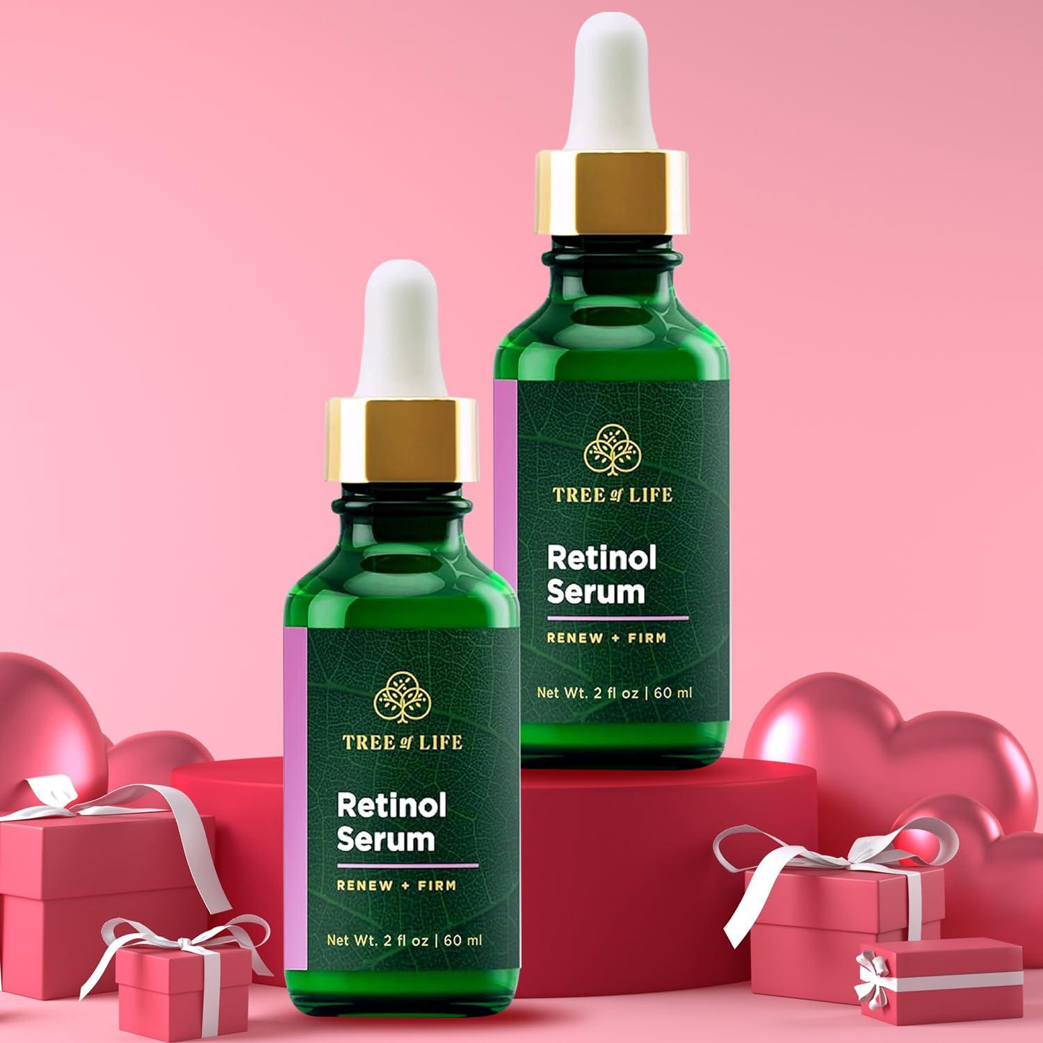 Tree of Life Beauty Tree of Life Beauty Retinol Serum, Skin Smoothing Face Oil for Dark and Age Spots and Fine Lines, Facial Serums for Dry and Sensitive Skin Care with Hyaluronic Acid for Soft Skin, 2 Fl Oz (pack of 2)