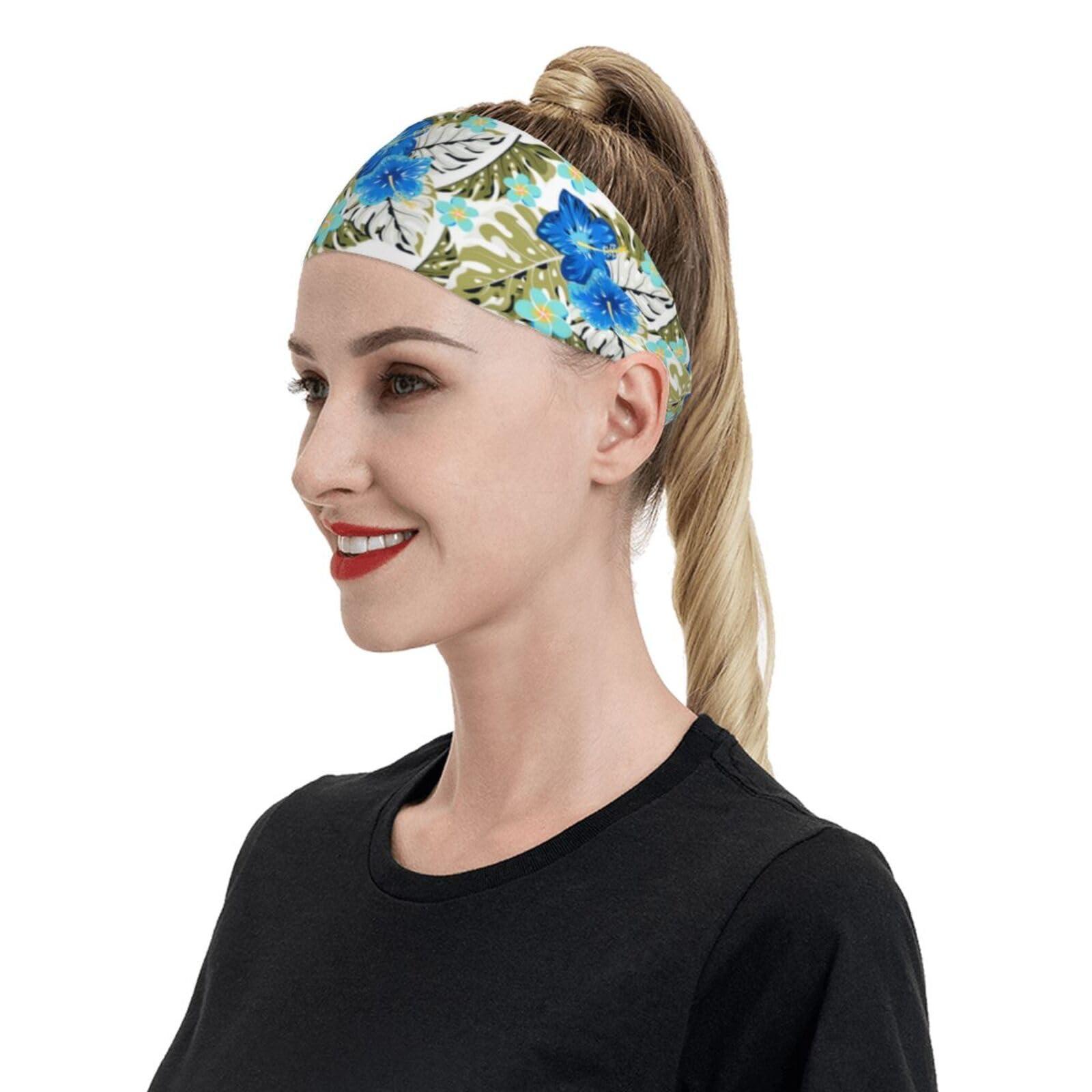 ROSIHODE Hawaii Hawaiian Flower Wide Headbands,Fashion Hair Bands Yoga Running Sports Workout Gym Stretchy Turbans for Women Men