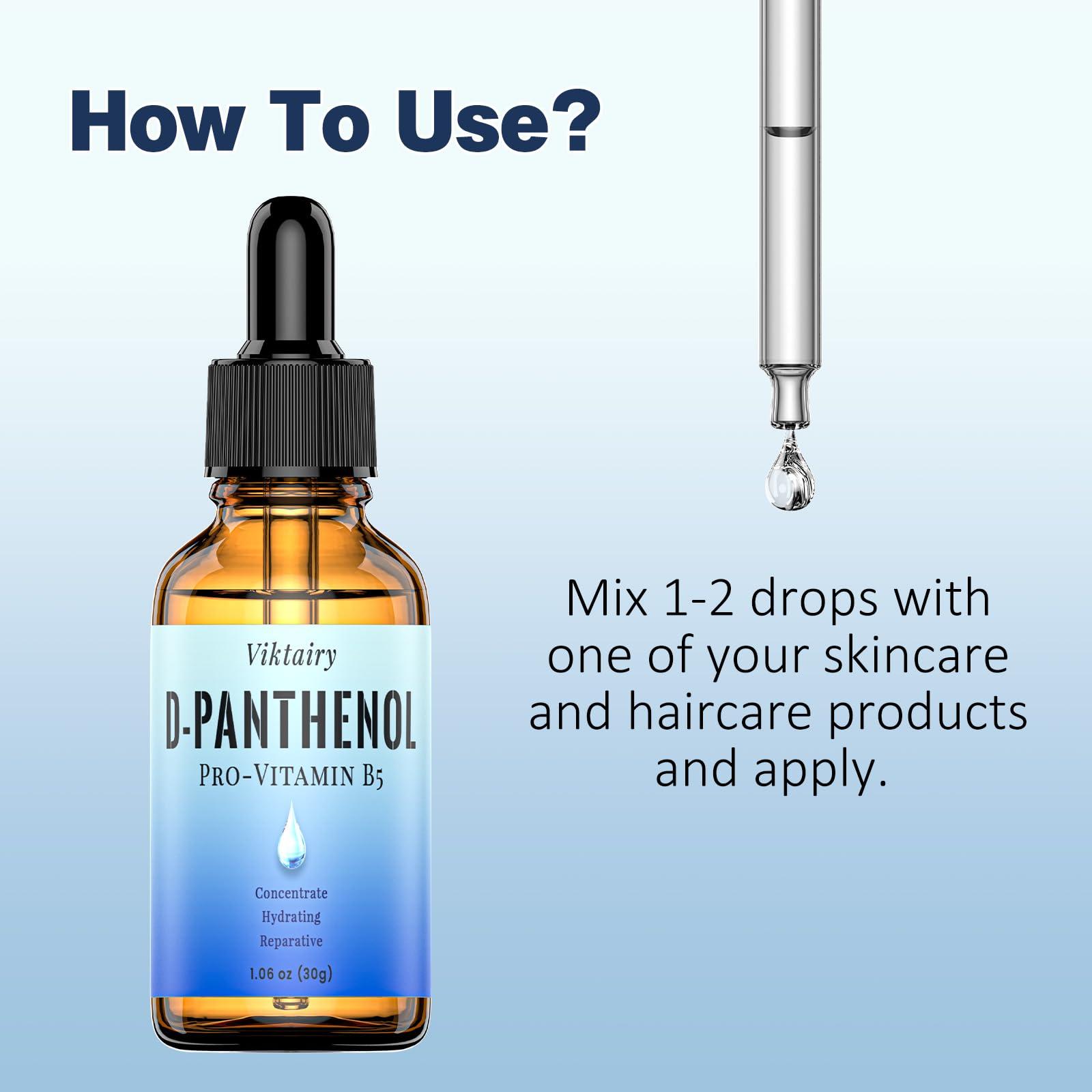 Viktairy D Panthenol Liquid (1.7 fl.oz, 60g), Concentrate Pro-vitamin B5 Raw Active Ingredient for Skin Hydration, Cosmetic Grade Dexpanthenol for DIY Face, Hair, Nails and Skincare Serum, Moisturer