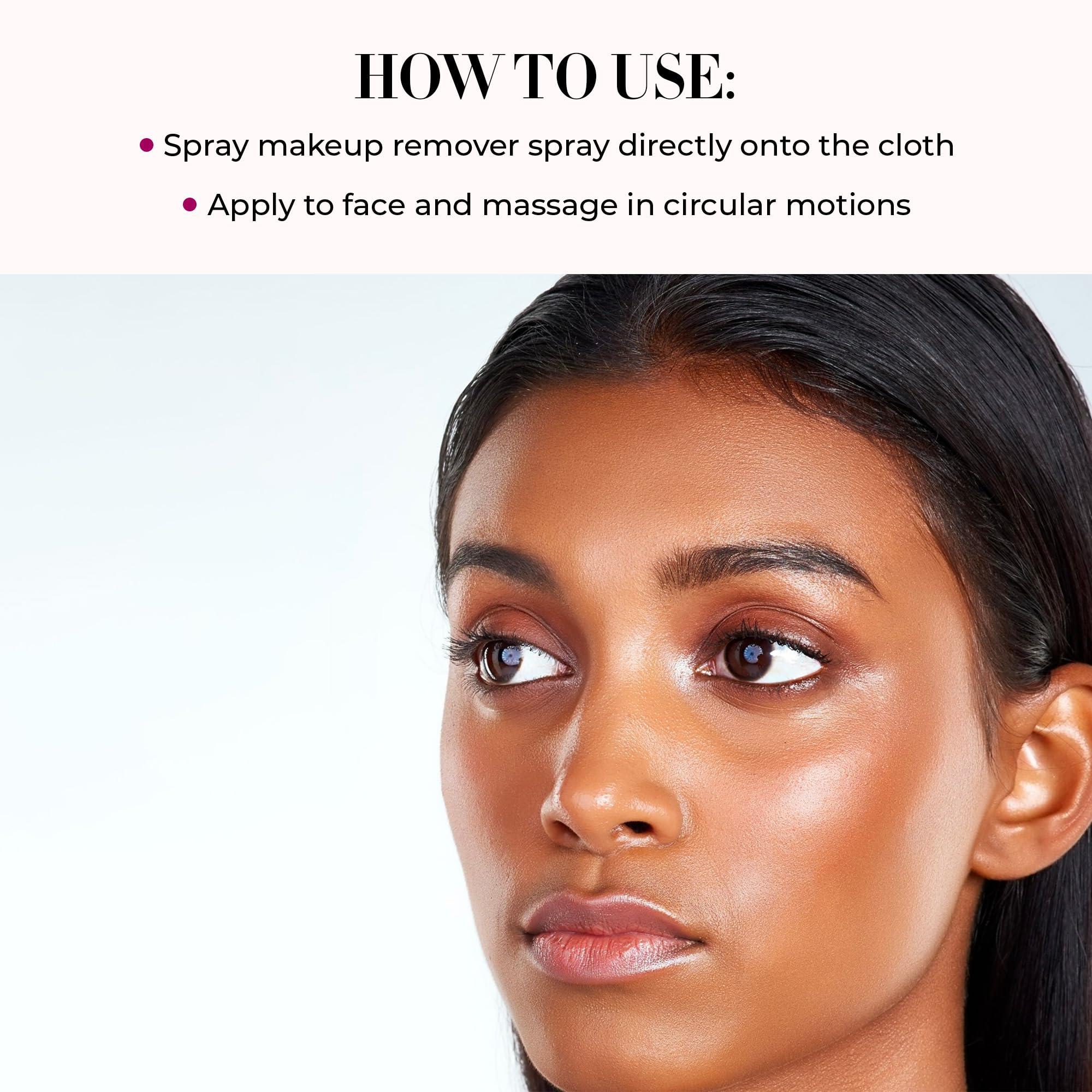 LUMINESS LUMINESS Airbrush Spray Makeup Eraser & Makeup Remover Cloth Set - Eye Makeup Remover Spray with Reusable & Eco-Friendly Makeup Washcloths for Face - Gentle Make Up Remover for Soft Skin