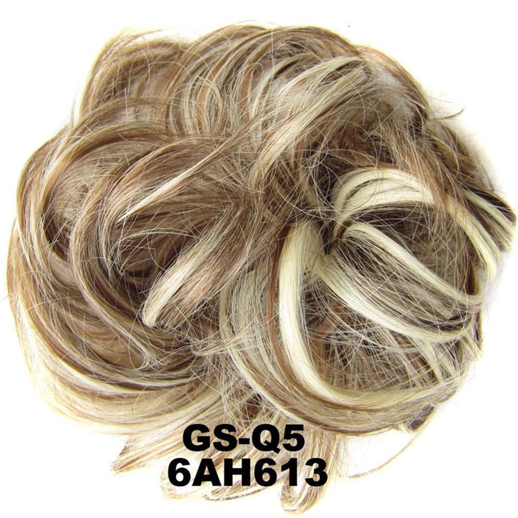 STREJHYT Messy Chignon Donut Hair Bun Pad Elastic Hair Rope Rubber Band Synthetic Hairpiece Gary Brown Color 6AH613