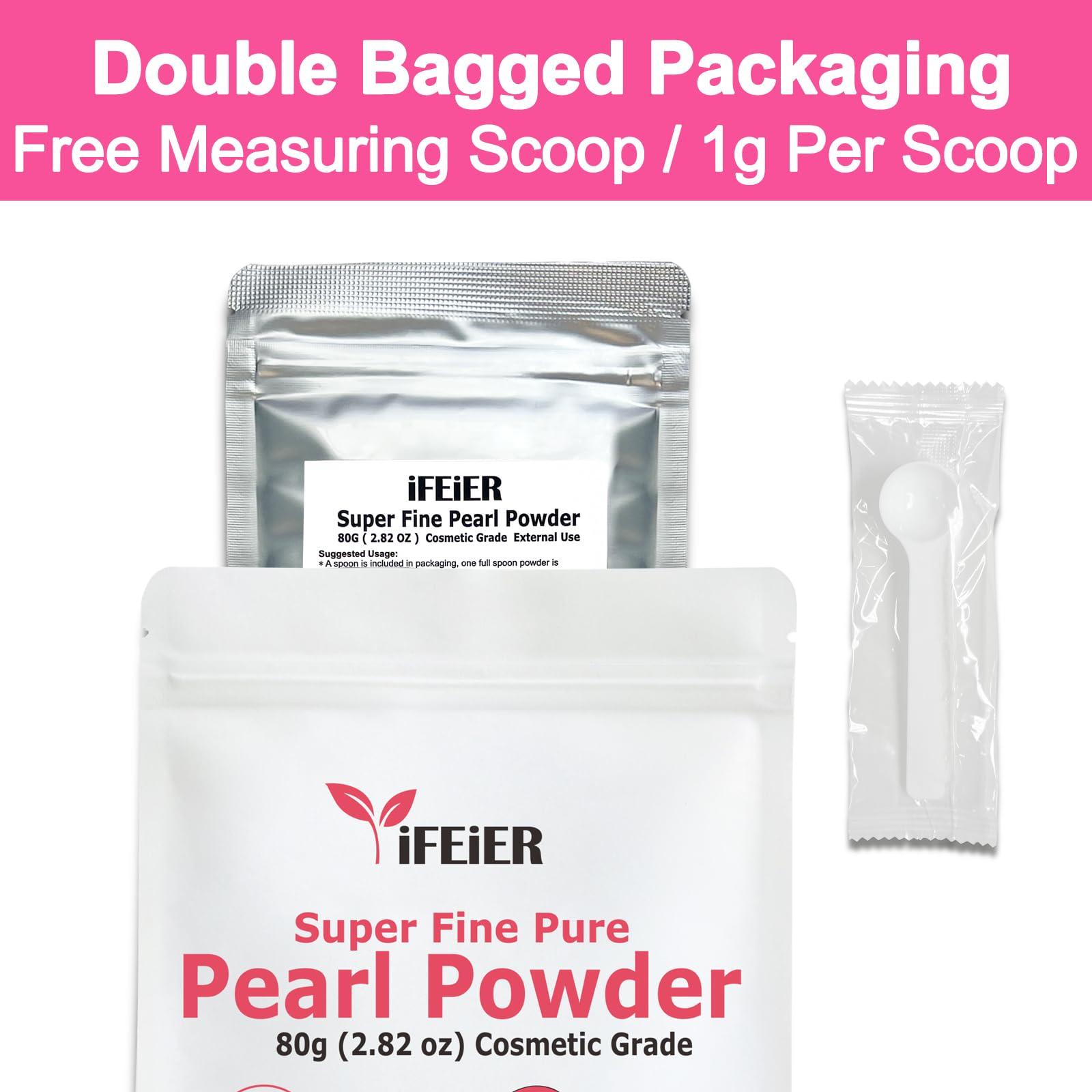 iFEiER iFEiER Pure Freshwater Pearl Powder for Skincare and Homemade Cosmetics Grade. 80g(2.82oz) SuperFine Pearl Powder for DIY lotions | creams | serums | making face mask, Natural and Oranic