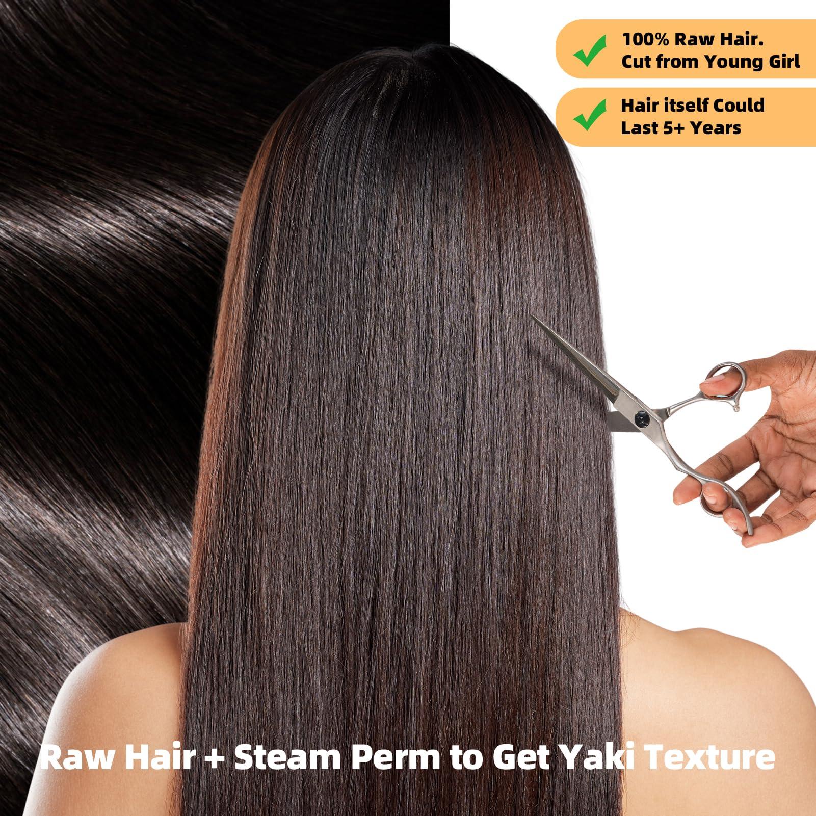 Clytie Clytie Sticky Tape in Hair Extensions Human Hair Black Girl, Raw Light Yaki Human Tape in Hair Extensions 20 PCS 20IN, Salon Dyeable Tap in 50g Kinky Straight Seamless Invisible Taping for Thin Hair