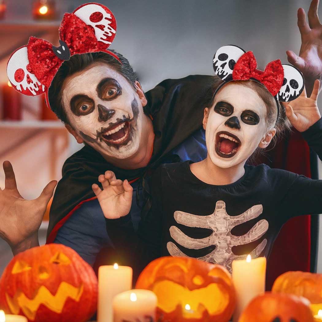 Sinalty Sinalty Sequin Mouse Ears Halloween Headbands Red Bow Ghost Head Hair Accessories for Women