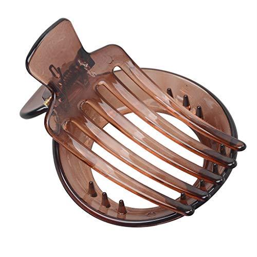 Suoirblss 2 Pcs Womens Round Circle Side Slide Bun French Hair Clip Hair Comb Resin BB Clip High-grade Headwear Hair Claw Clamp Clip (Brown)
