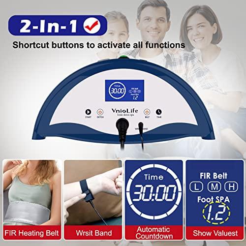 VnioLife VnioLife Ionic Foot Bath Detox Machine, Ion Detox Foot Bath Cleanse, LED Display Foot Detox Spa with Heated Belt, Wrist Strap, Arrays, Liners (Portable Handbag)