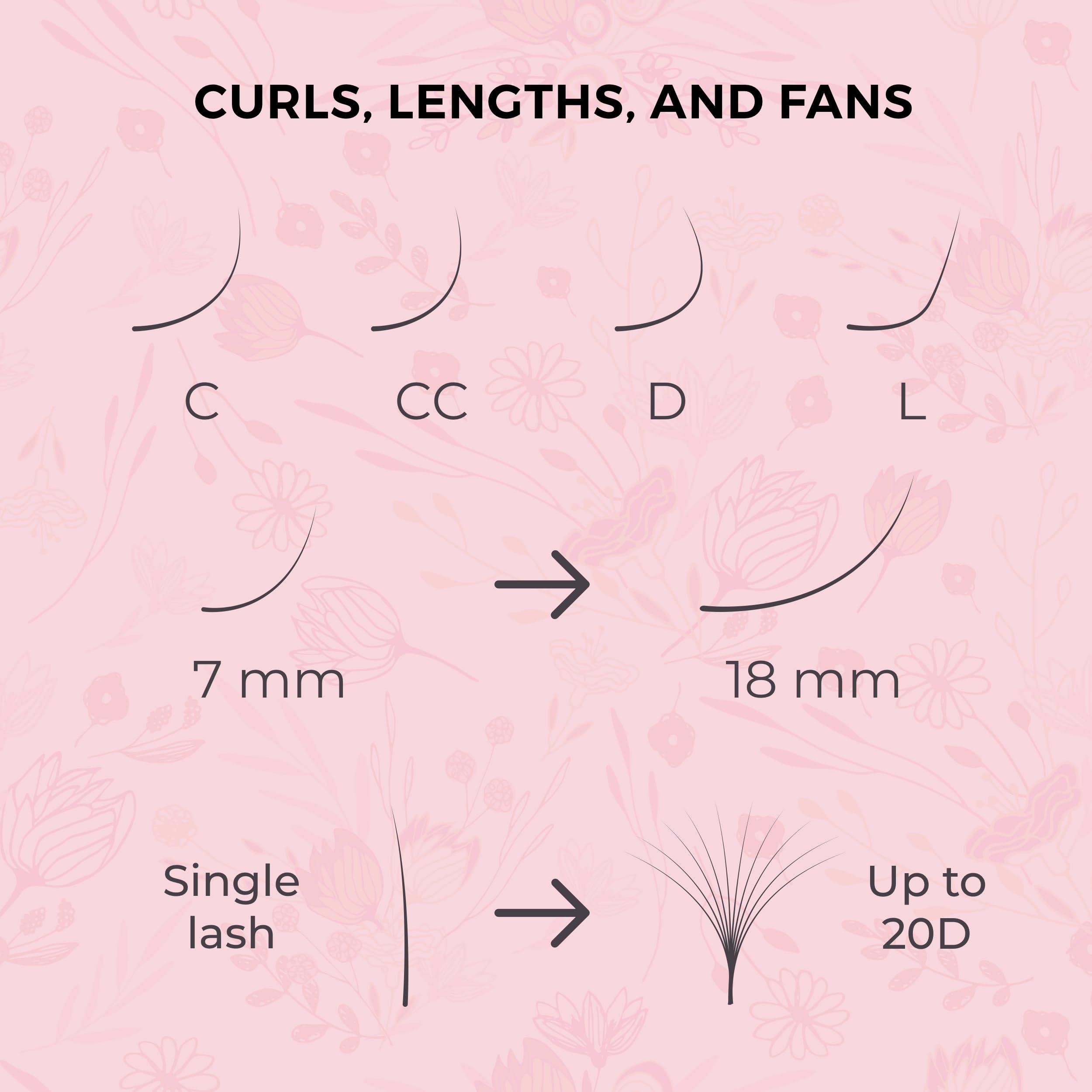 LLBA LLBA Super Mink Eyelashes Extensions - Multi Selections from 0.03 to 0.2, C CC D Curl, 7-15 mm Length Mixed Tray Silk Eyelashes, Individual Eyelash Extensions (0.05 D, 7-15mm)