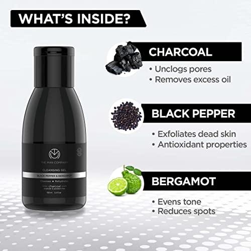 The Man Company The Man Company Charcoal Cleanser for Oily Skin, Gel Based Cleanser (Black Pepper & Bergamot), Blackhead Cleanser, Oily Skin Facial Cleanser, 3.3 oz