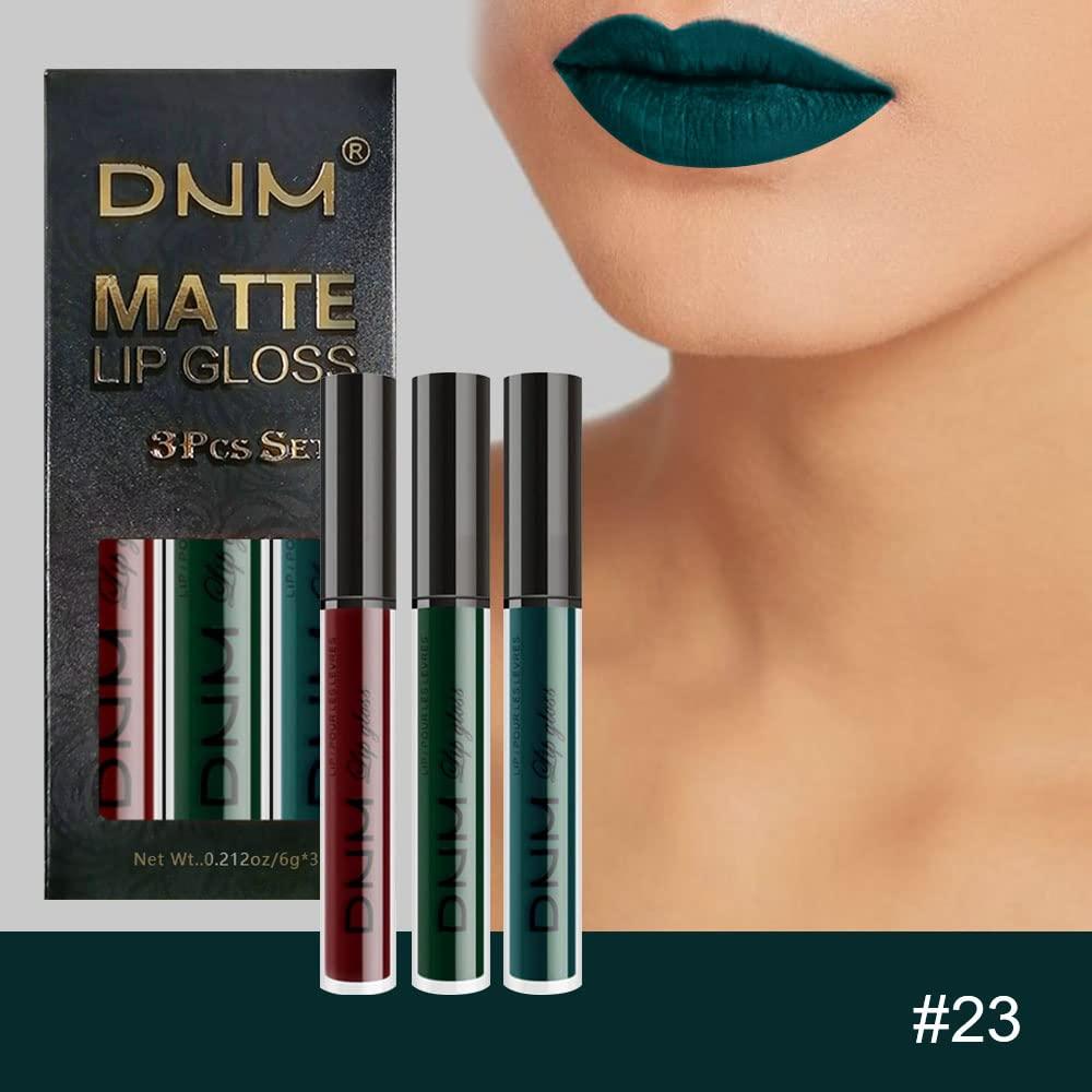 AMY'S DIARY AMY\'S DIARY 3Pcs Dark Red Green Matte Liquid Lipstick Sets,Matte Lipstick Lip Stain Long Lasting 24 Waterproof Lip Gloss Gift Set Matt Liquid Makeup Lipstick for Women