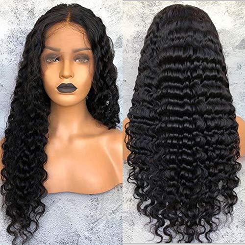 Wig Slayer Transparent Lace Deep Wave Lace Front Human Hair Wigs Pre Plucked Brazilian Full Lace Wig 130% African American 13x6 Lace Wigs with Baby Hair (18 inch, 13x4 Lace Front Wig)